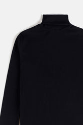 Rib Cotton Turtleneck - Midnight Black